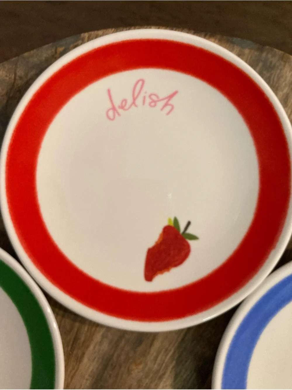 NIB Set of 4 Kate Spade TidBit Plates Melamine Green Pink Red Blue